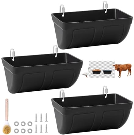 Hanging Feeder for Poultry and Livestock - 3-Pack Black - 5 Quart Capacity