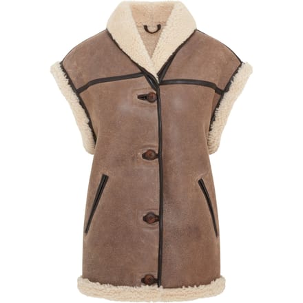 Dames Bruin Aviator Shearling Leren Gilet - Chevak