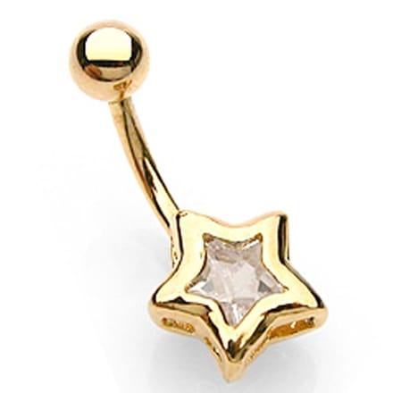 Navelpiercing ster met steen - goud - LMPiercings