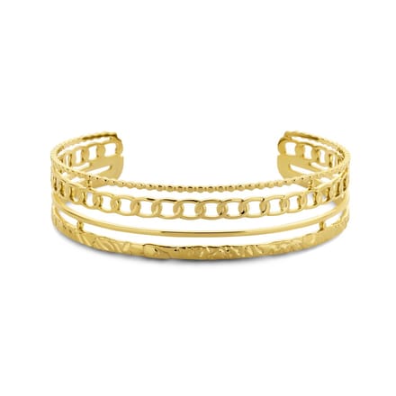CO88 Collection 8CB-91212 Stalen Bangle met meerdere lagen - 16mm Breed - Staal - Goudkleurig