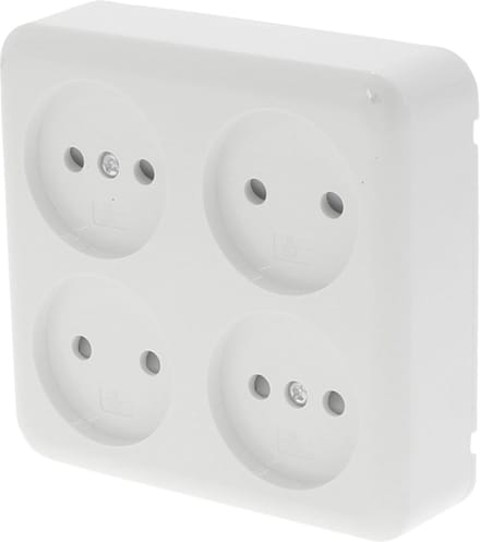 Q-LINK - Wandcontactdoos - Opbouw - 4-voudig Stopcontact - Kinderbeveiliging - Polarwit