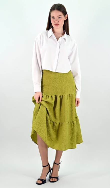 YesMooi - Groene Midi Rok - 3-Lagen Design - L (40)