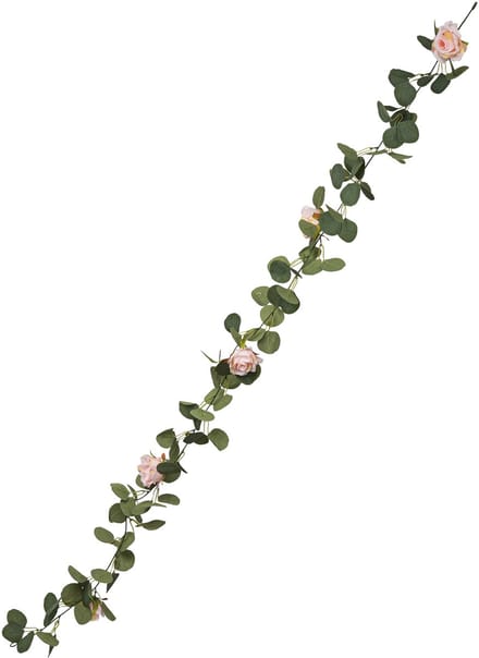 ARTYFETES - Slinger van rozen en eucalyptus groen en roze 1,70m kunstmatig