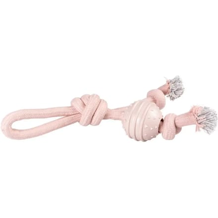 Touwlus voor honden met knoop en rubberen bal Duvoplus