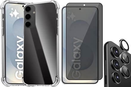Hoesje geschikt voor Samsung Galaxy S25 Plus - Privacy Screenprotector Volledig Dekkend Glas & Camera Protector - Shockproof Transparant