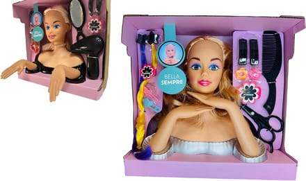 Poppenkop - Kappershoofd Buste - Make-up en Kammen - Inclusief Accessoires - 20 cm Hoog