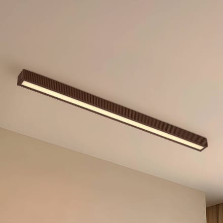 Lucande LED plafondlamp Emara, donker hout, eiken, dimbaar