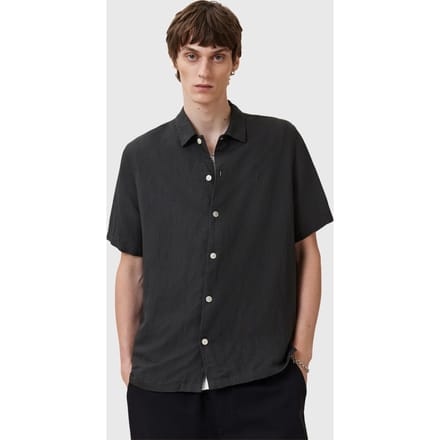 AllSaints Bandol Ss Shirt Dark Charcoal Maat: S | Casual Overhemden Outlet | Heren | Grijs