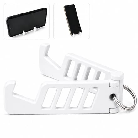 Compact Opvouwbare Telefoonhouder Sleutelhanger – Verstelbare Smartphone Standaard Geschikt voor iPhone, Samsung en Android – Wit