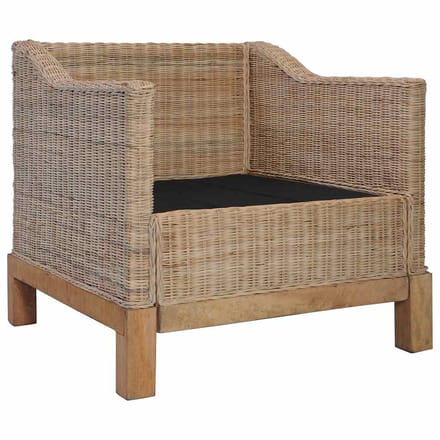 vidaXL - Fauteuil - met - kussens - natuurlijk - rattan