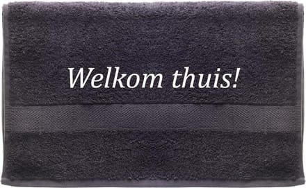 Handdoek - Welkom Thuis - 100x50cm - Grijs