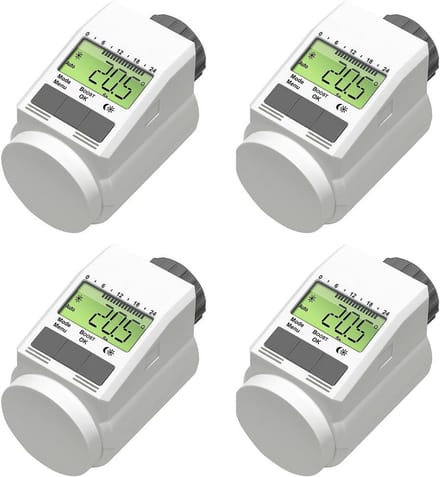 Set van 4 Slimme Programmeerbare Radiatorknoppen - Energiebesparende Slimme Thermostaat