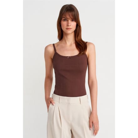 Slim Fit Geribbelde Katoenen Camisole Top