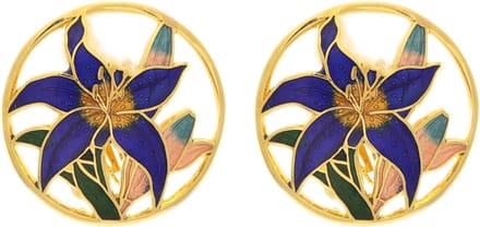 Behave - Oorclips dames - bloemmotief - blauw - 3 cm
