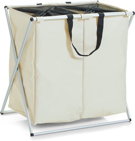 Wasmand 2-delig Polyester Aluminium Beige 59 x 38 x 57 cm