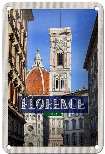 Blechschild Reise 12x18cm Florence Italy Urlaub Toscana Dekoration