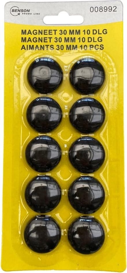 Magneten - Koelkastmagneten - Magneet - rond - 30mm - 10 stuks - Zwart