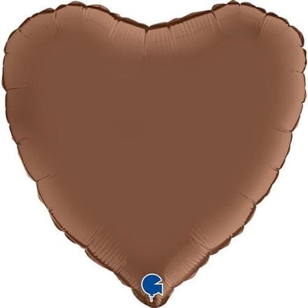 Folieballon Hart - Chocola Bruin - 45 cm - Helium- en Luchtvulling