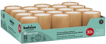 Bolsius Horeca Relight Navullingen 64/52 Zacht Roze (18 stuks)