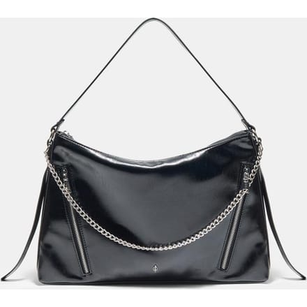 Stradivarius Schoudertas met ketting en ritsen  Zwart OS