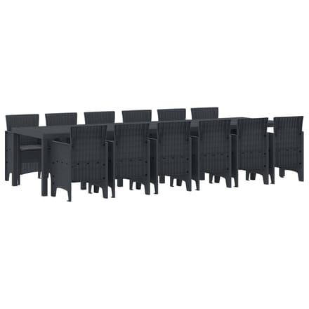 vidaXL - Tuin - Eettafel - Set - 13 - st - Antraciet - Polt - riet