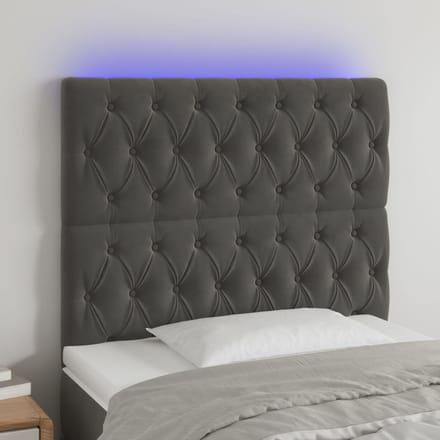 vidaXL - Hoofdbord - LED - 90x7x118/128 - cm - fluweel - donkergrijs