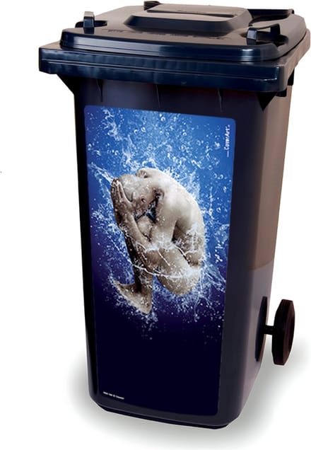 Container sticker - Aqua man - kliko sticker - afvalbak stickers - vuilnisbak - CoverArt