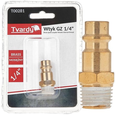 Tvardy Messing plug - externe schroefdraad - robuust - corrosiebestendig - 1/4"