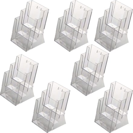 7  Pack | Folderbakje A4 formaat staand| Folderhouder | Folderdisplay | 3-vaks Tafelmodel | Helder acryl 3mm |