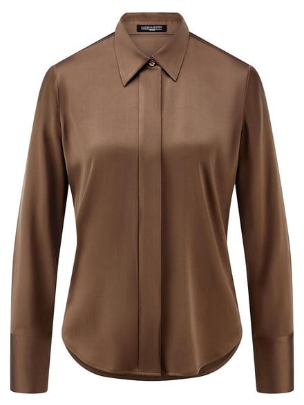 Blouse in zijdemix Van Fadenmeister Berlin bruin