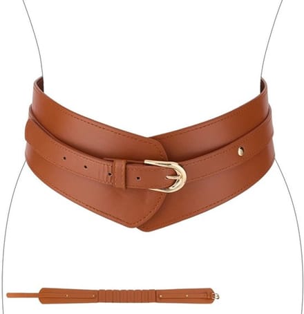 Dailygoods- Tailleriem Verstelbaar - Elastische Riem - Kunstleer - Peruaanse Kleur - 26"/34" Taille - Comfortabele Sluiting