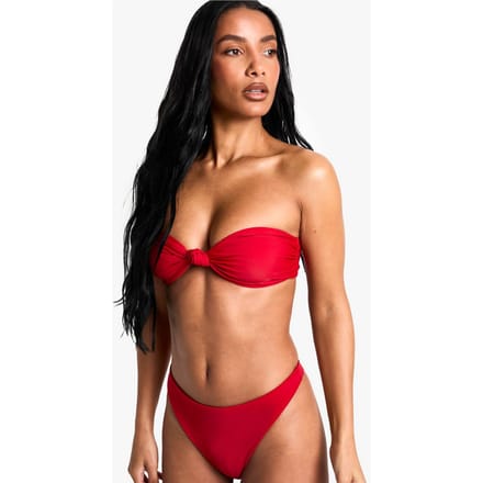 boohoo Dames Swimwear Essentials Bandeau Bikini Top | Rood | Maat: 44