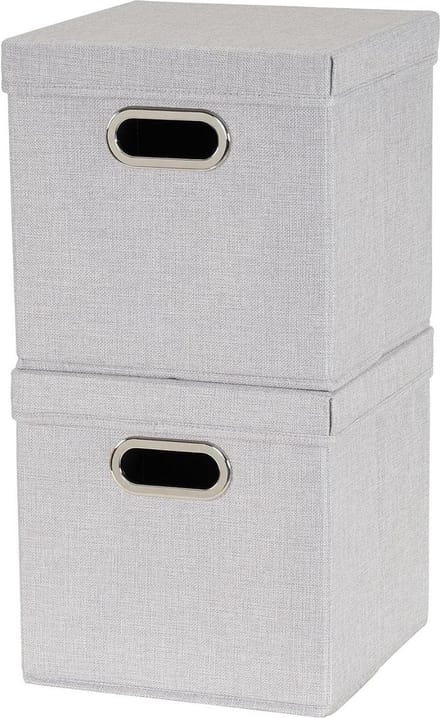 Café Cube Bin Opbergset met Deksels en handgrepen - Grijs Linnen - 2 Pack