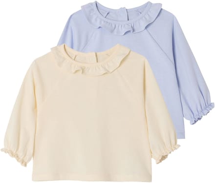 Vertbaudet Set van 2 T-shirts met lange mouwen en kraag