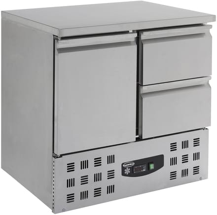 Combisteel Koelwerkbank - 257L - 1 Deur 1/1 GN + 2 Laden - +2°C/+8°C - Statisch + Ventilator - 900x700x875mm