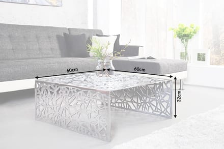 Handgemaakte salontafel ABSTRACT 60cm aluminium zilverkleurig in Gap design - 35722