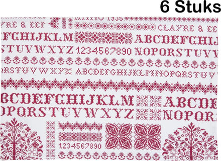 Plaemats - Kruissteek - Rood - 6 Stuks - 48 x 33 cm