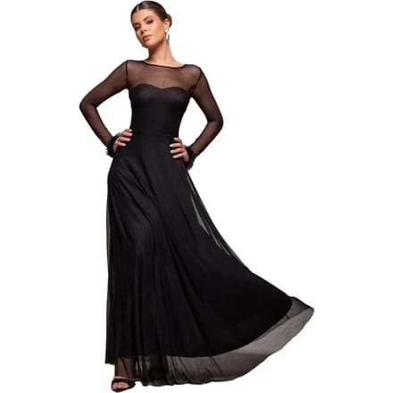 Damesjurk Goddiva Dobby Mesh hem Maxi