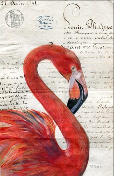 Dubbele kaart met env. Flamingo 11,5x17,5cm