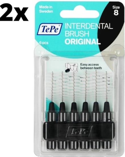 TePe Ragers Zwart 1,5mm - 2 x 6 stuks - Voordeelverpakking