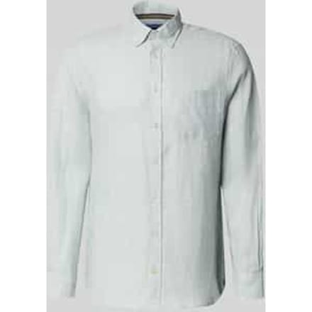 Slim fit linnen overhemd met borstzak