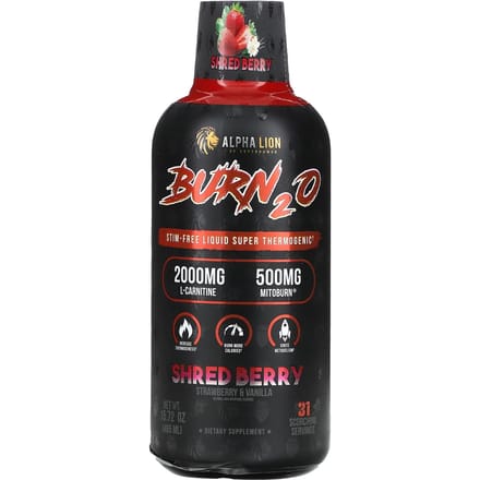 ALPHA LION, Burn2O, Gemaaid Bessen, Aardbei & Vanillesmaak, 15,72 oz (465 ml)