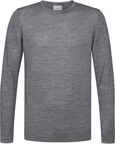 Profuomo Pullover Merinowol Grijs - Maat M - Heren - Pullovers