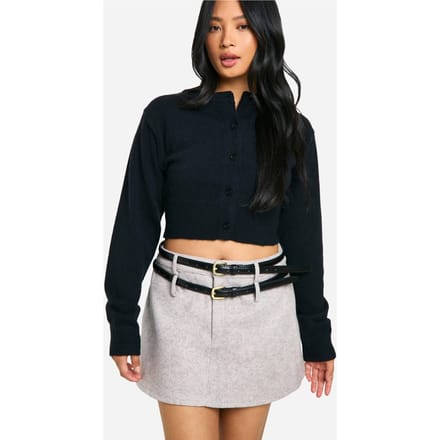 boohoo Dames Petite minirok met wol-look Micro Mini Skirt | Grey | Maat: 6