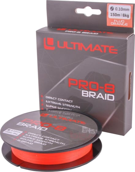 Ultimate Pro-8 Braid 0.14mm 8kg 150m Fluo Orange - Gevlochten Lijn
