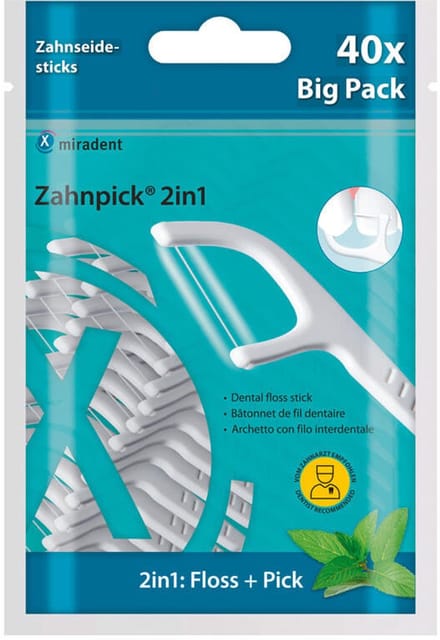 Miradent Tandenstoker met Floss 2-in-1 Mint | 40 stuks