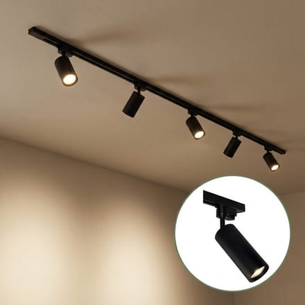 LED 1-fase Rails | Zwart | 3 meter | Inclusief 5 railspots