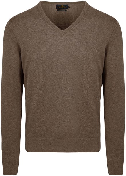 Steppin' Out Trui Cotton Cashmere V-hals Taupe Melange - Maat L - Heren - Pullovers