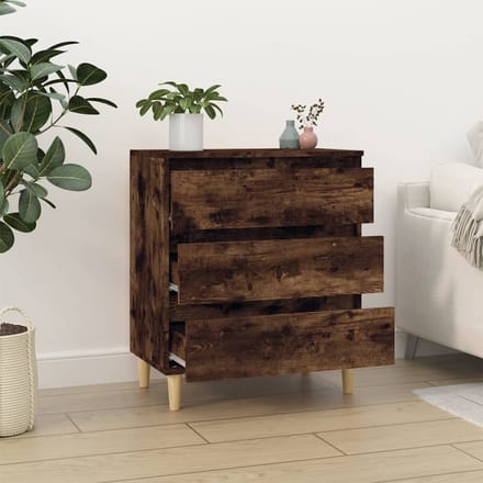 vidaXL - Dressoir - 60x35x70 - cm - bewerkt - hout - gerookt - eikenkleurig