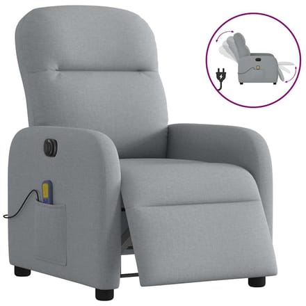 vidaXL - Massagestoel - elektrisch - verstelbaar - stof - lichtgrijs